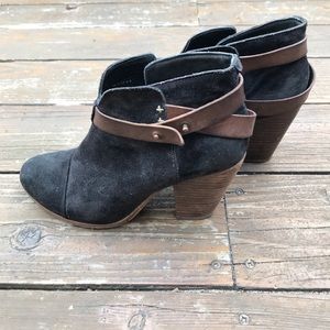 Rag &Bone harrow boot, black suede w/leather